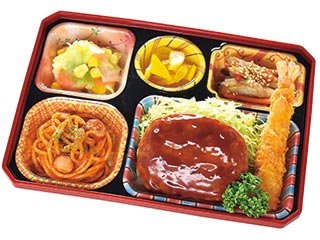 人気メニュー！ハンバーグ＆海老フライ